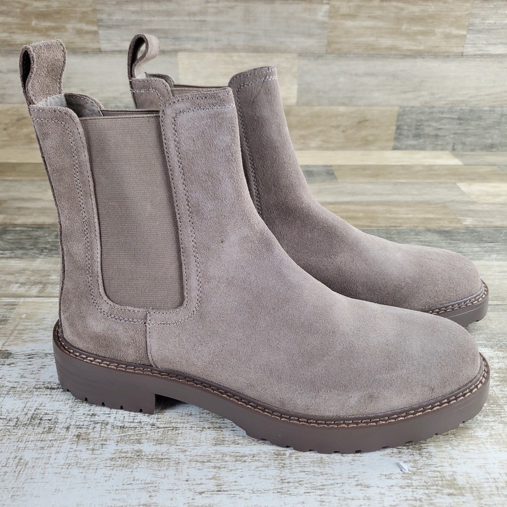 Saint Morta Chunky Mens Chelsea Boot Sz 10 Taupe Suede Leather Elastic Panel